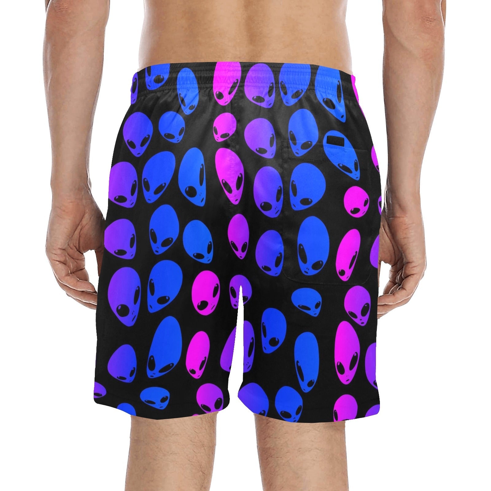 Men's Pink & Blue Alien Ombré Swim Shorts – Bold Festival Beach Style