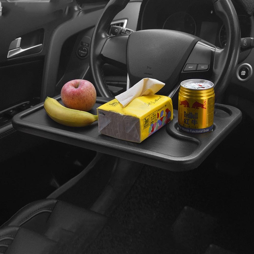 Car Steering Wheel Desk Tray – Portable Laptop, Food & Drink Holder for Travel