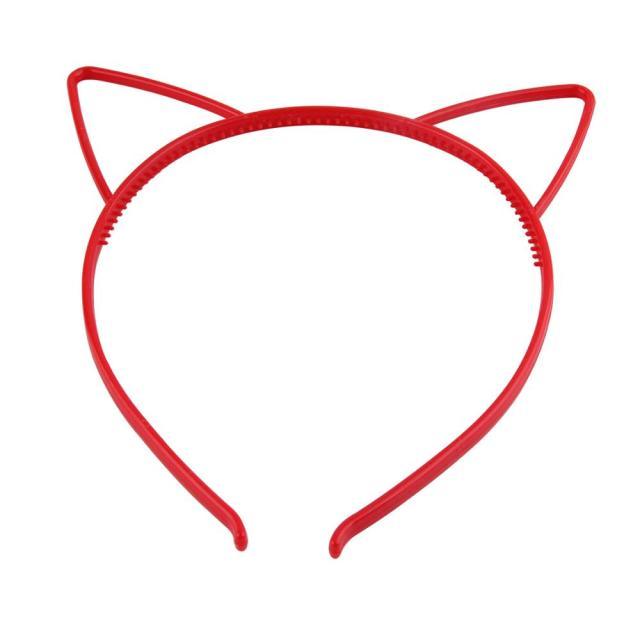 Red cat ear headband on a white background