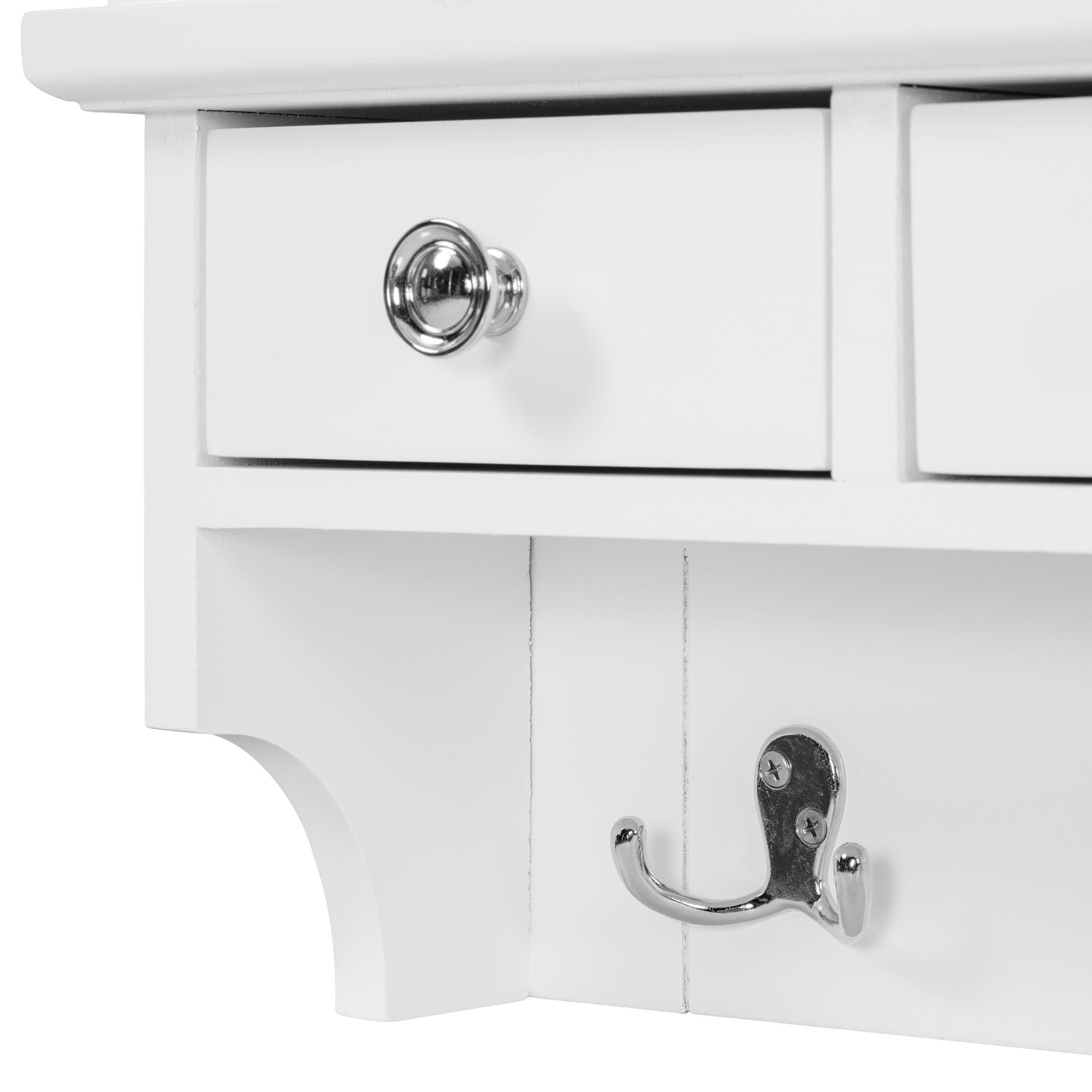 Floating Makeup Vanity with Mirror | Wall-Mounted Storage Organizer – White