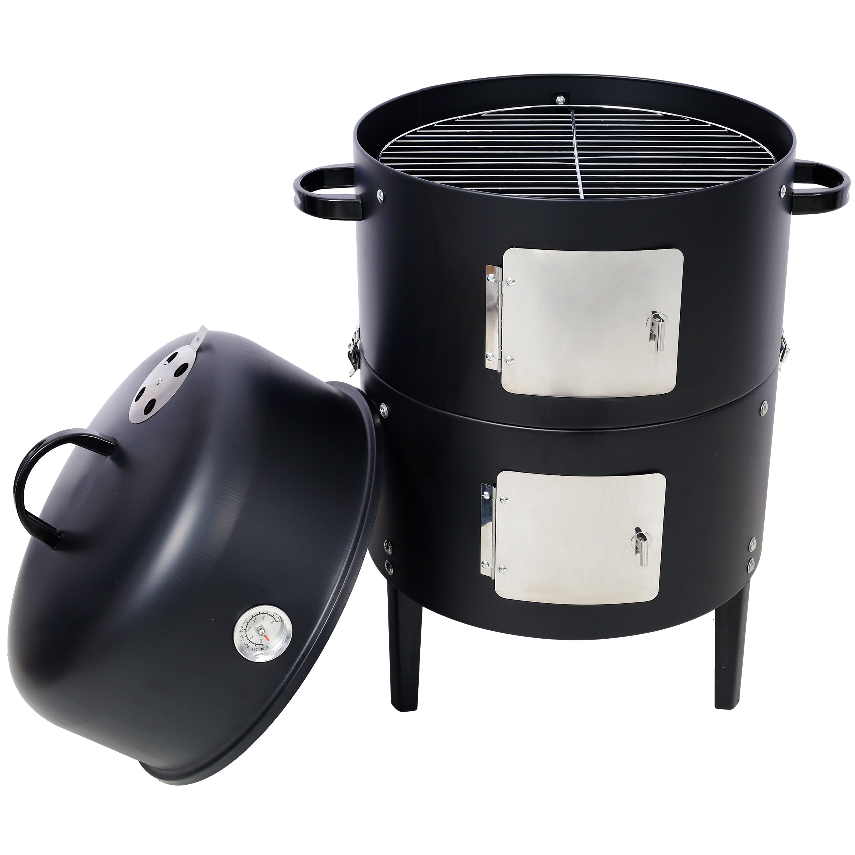 17-Inch Heavy Duty Steel Charcoal Smoker Grill – Black