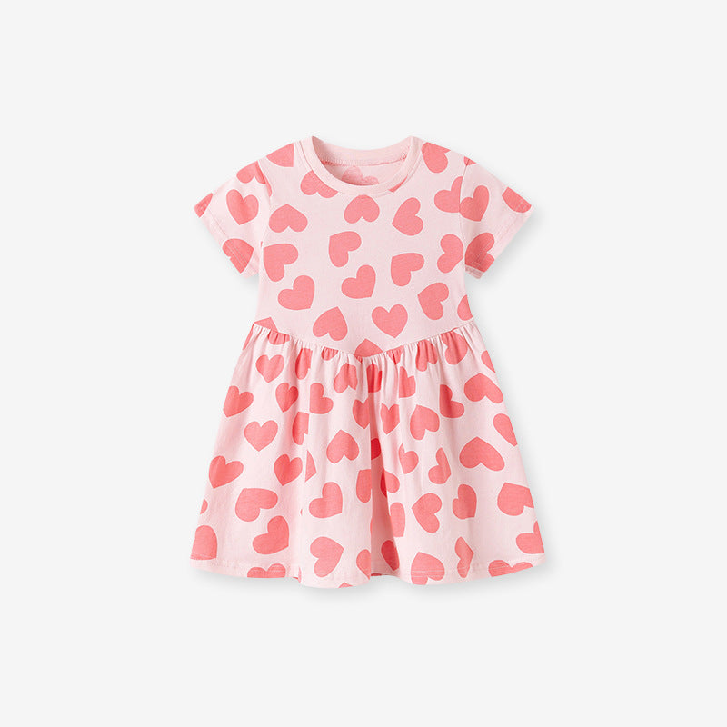 Mädchenkleid mit Herzchenmuster – Baumwolle & Tüll, 2–7 Jahre