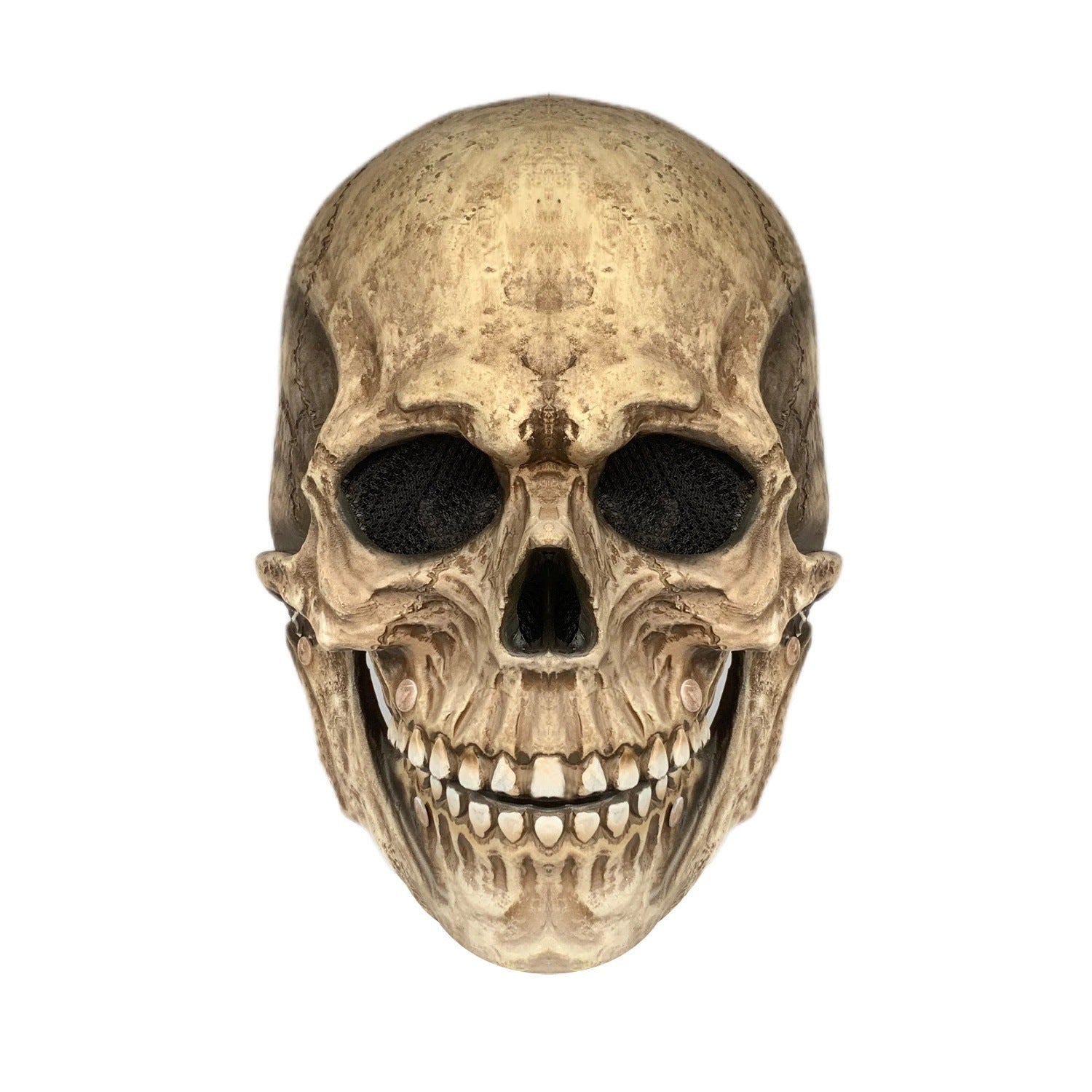 Bronze skull mask on a white background
