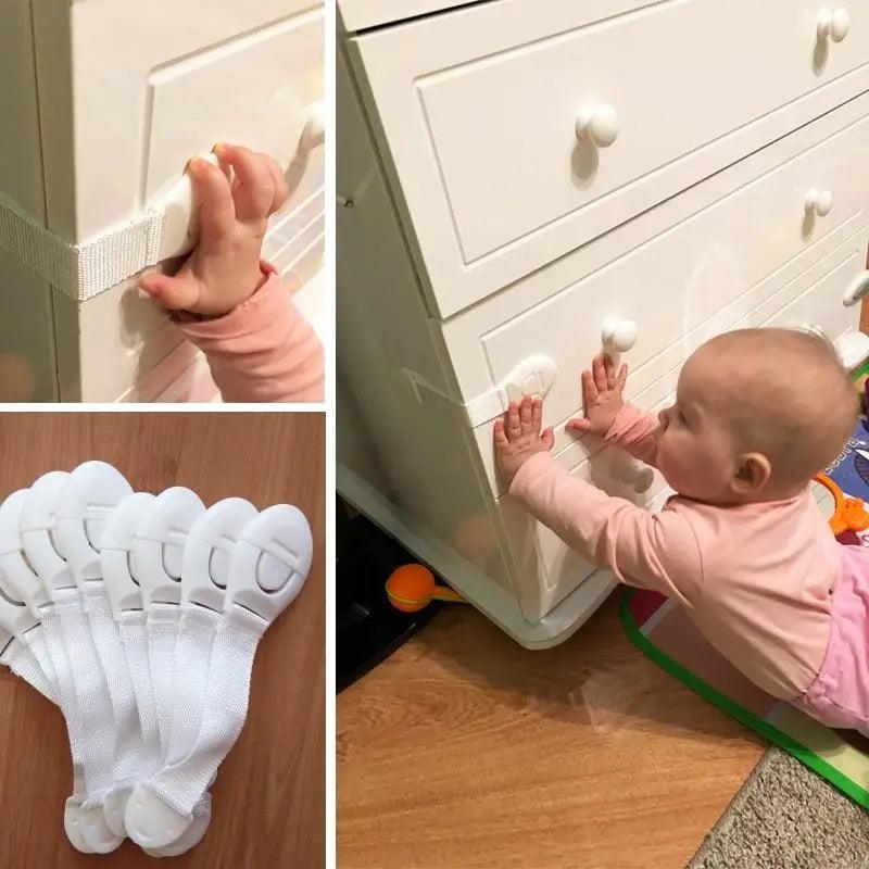 Child Safety Cabinet Locks – Baby Proof Drawer & Door Locks, No Drill, 10-Pack