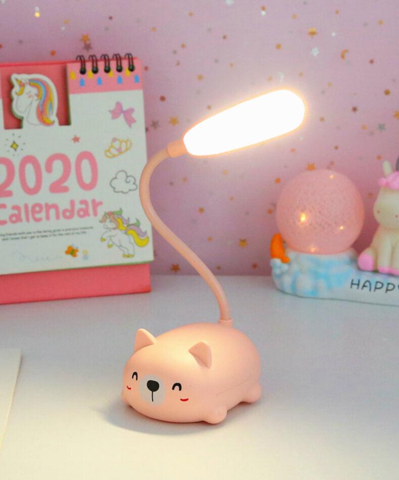 Cute Animal LED Desk Lamp for Kids — Flexible Gooseneck Bedside & Study Light