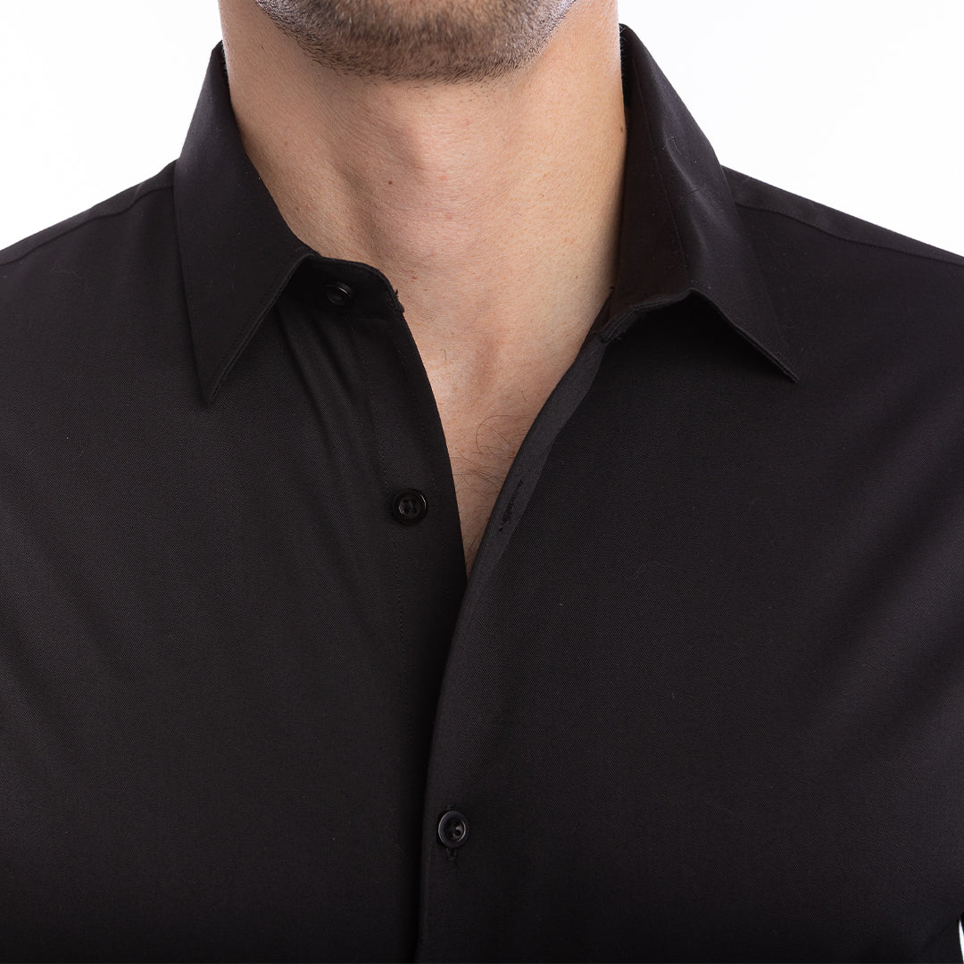 goTIELESS® Ultimate Dress Shirt — Black | Wrinkle-Resistant Bamboo Stretch