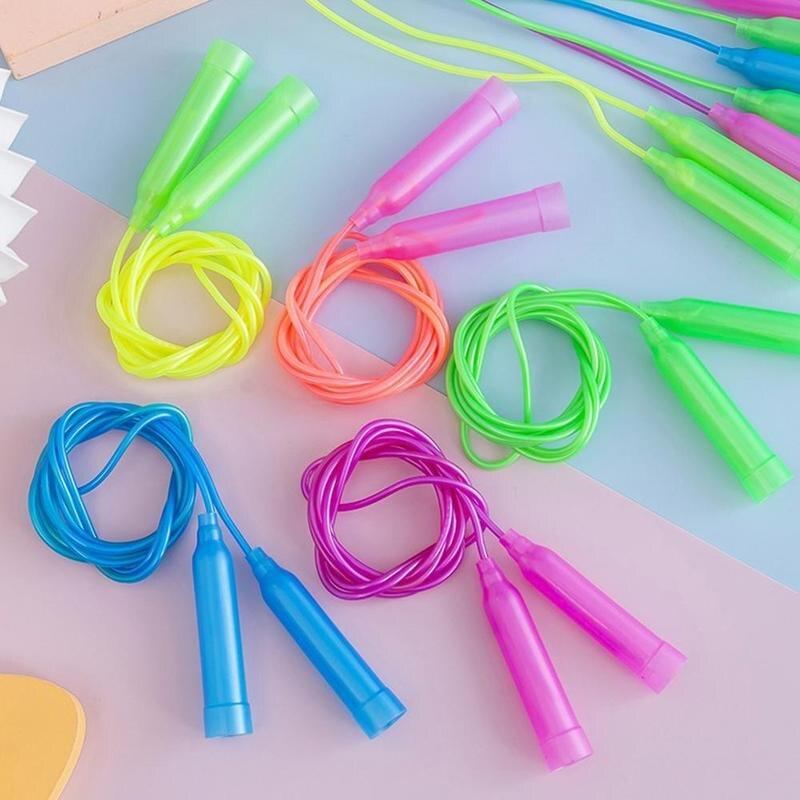 Colorful jump ropes on a multicolored background
