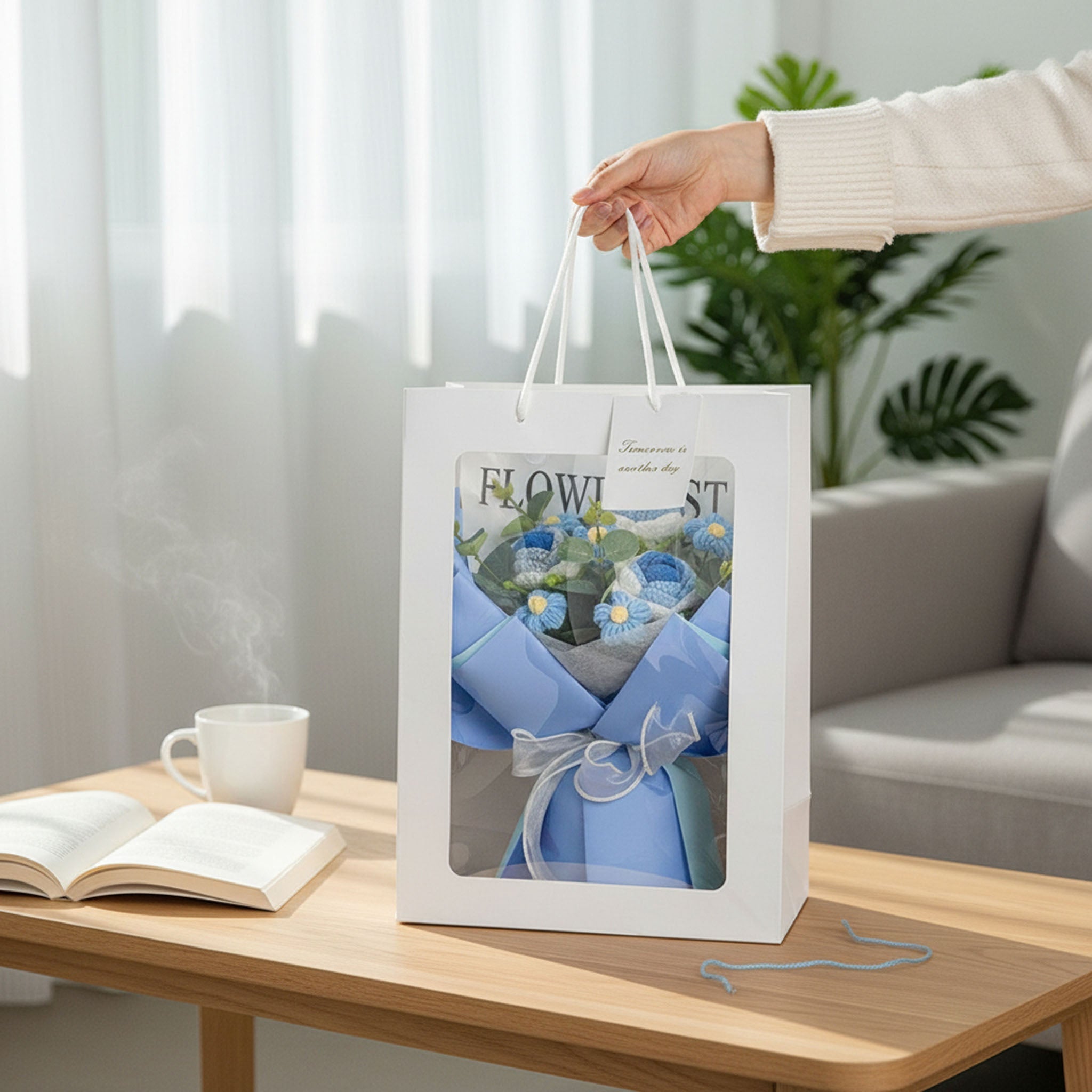 Häkel-Rosenstrauß mit LED-Licht Muttertagsgeschenk für Mama