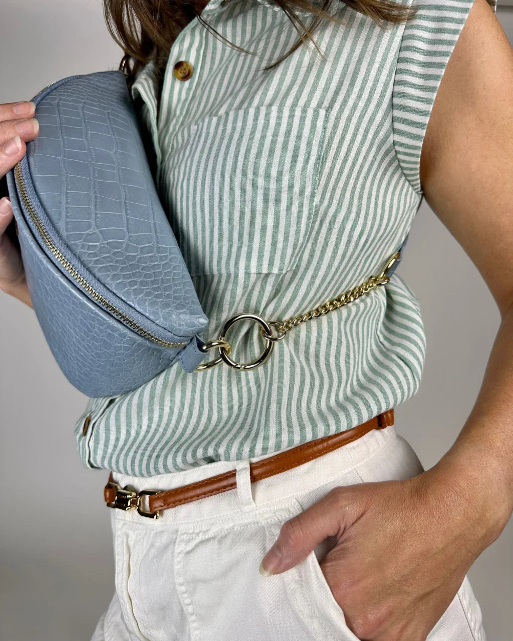 Ono Crossbody Belt Bag – Vegan Leather Crocodile Texture