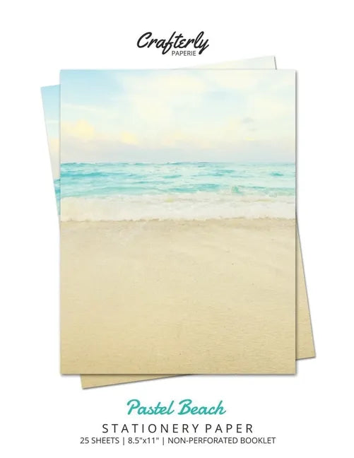 Pastel Beach Stationery Paper | 25 Sheets, 8.5×11" Aesthetic Letter Writing Paper