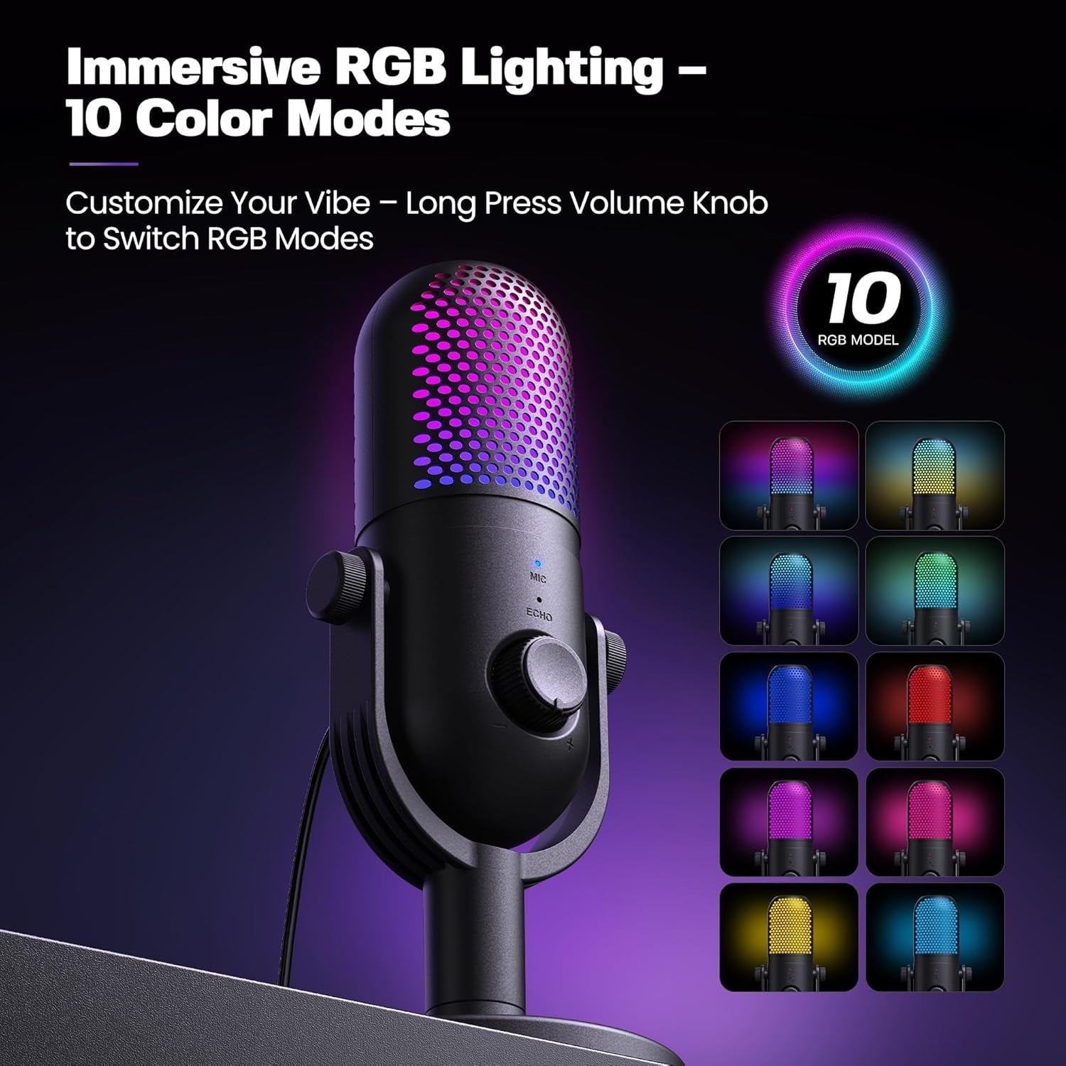 USB-Mikrofon für PC-Gaming: Kondensatormikrofon mit RGB
