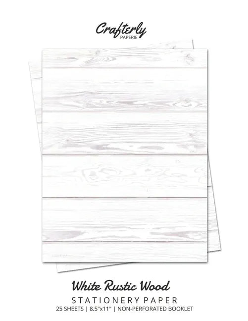 White Rustic Wood Stationery Paper | 25 Sheets, 8.5×11" Cute Letter Writing Paper