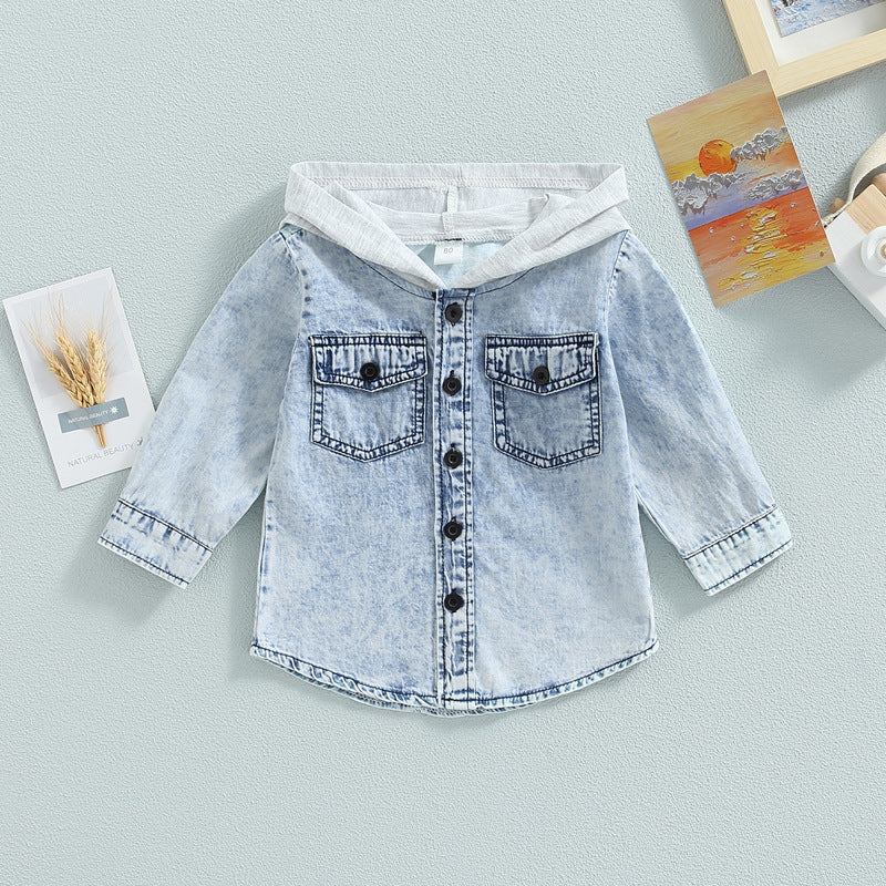 Kids' Denim Hoodie Jacket — Unisex Cowboy Style | Ages 3–8