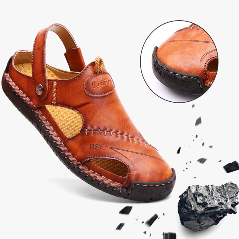 Men's Closed-Toe Leisure Sandals – Rubber Sole, Sizes 38–48