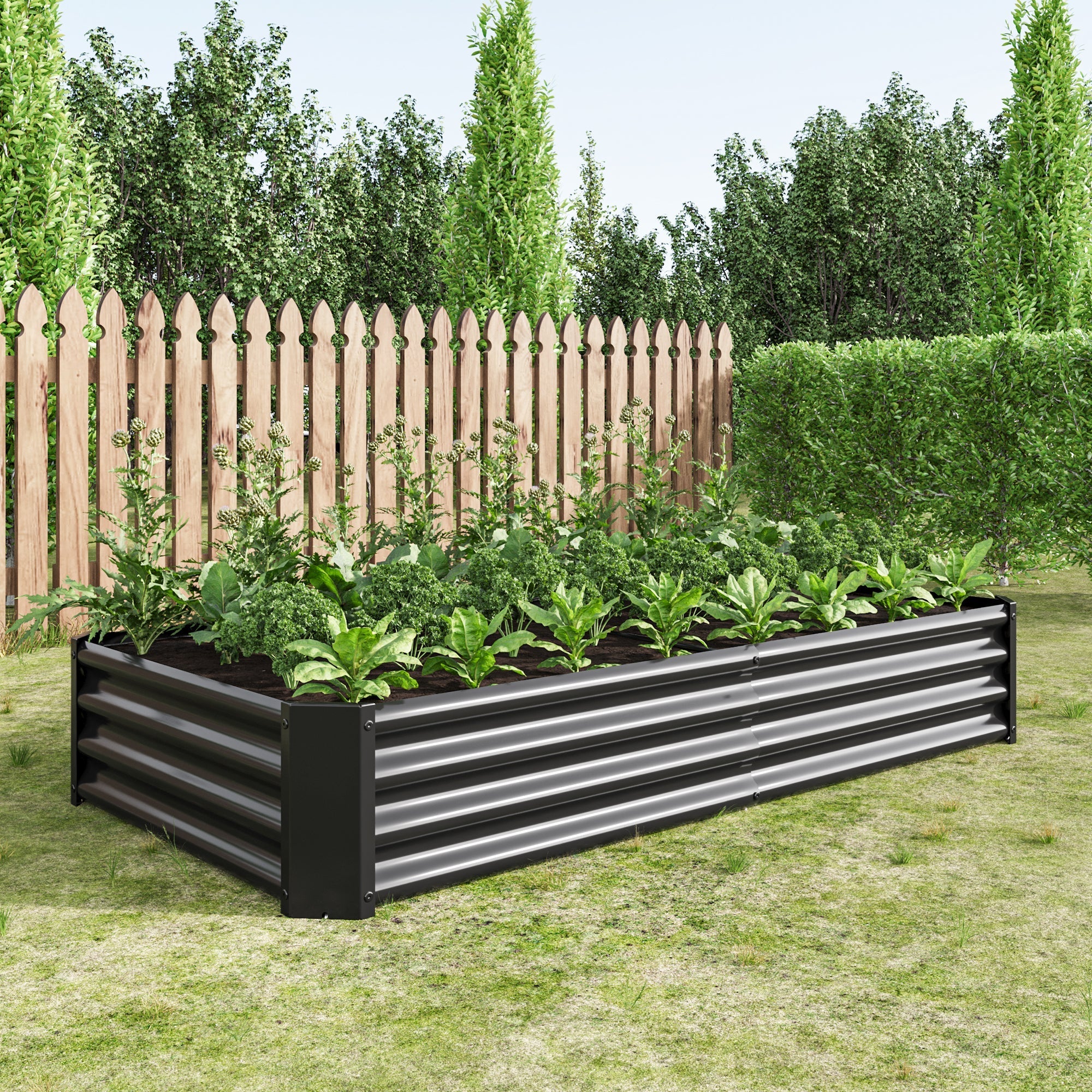 6×3×1 ft Metal Raised Garden Bed – Outdoor Galvanized Rectangle Planter