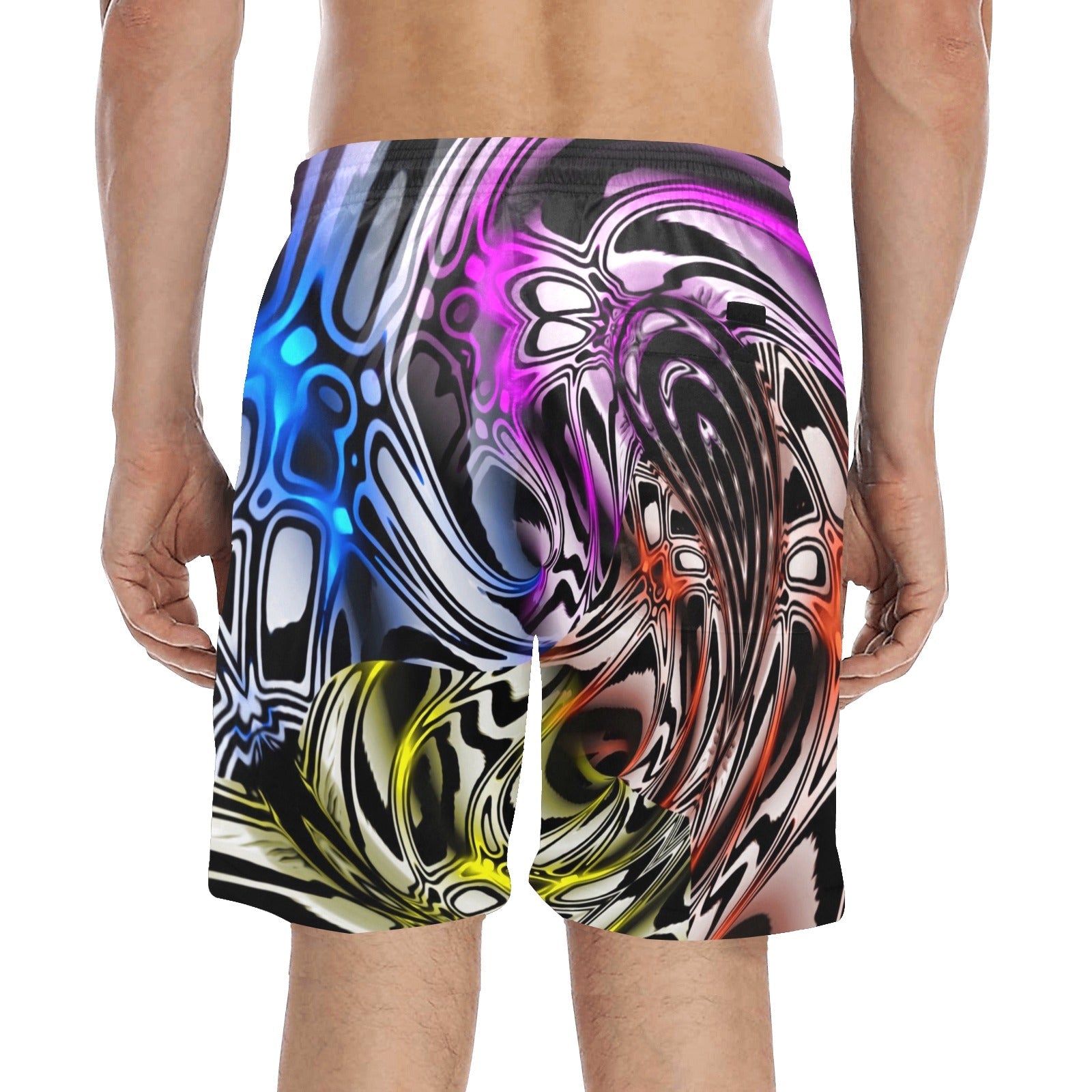 Men's Color Melted Zebra Warp Rave Swim Shorts – Bold Festival Beach Style