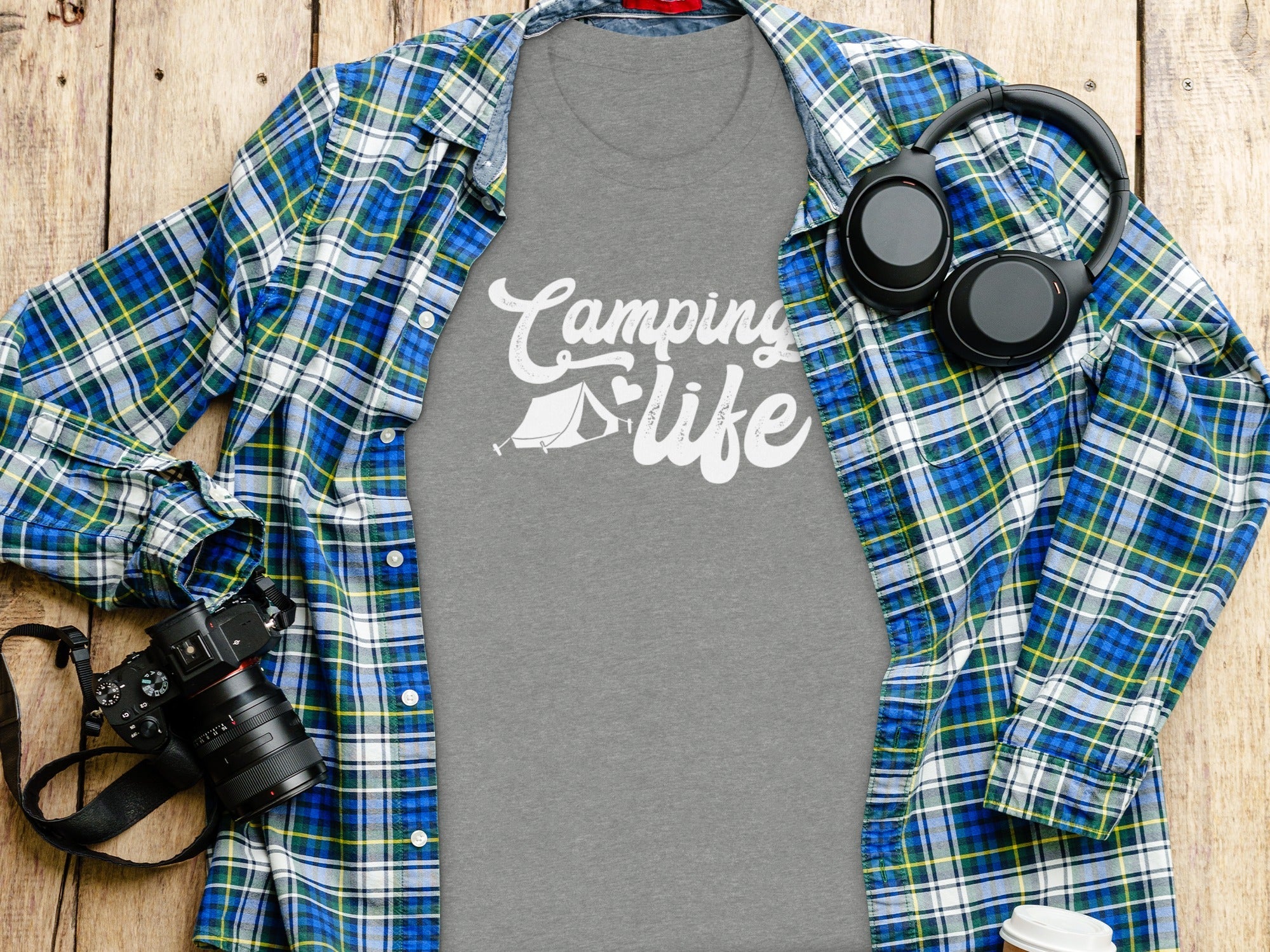 Camping Is Life with Tent & Heart Design T-Shirt