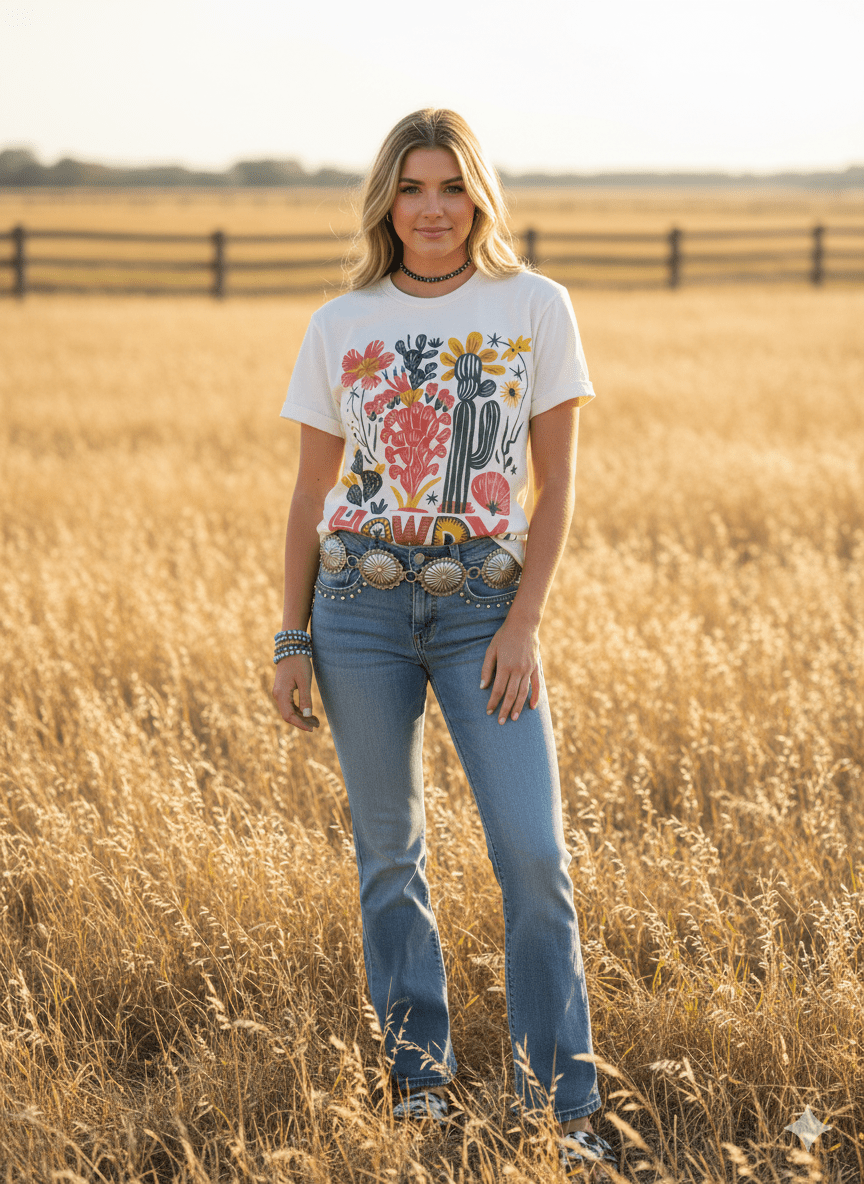 Desert Bloom Howdy Graphic Tee — Unisex Cotton Tee