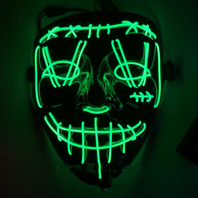 Green LED mask with a dark background