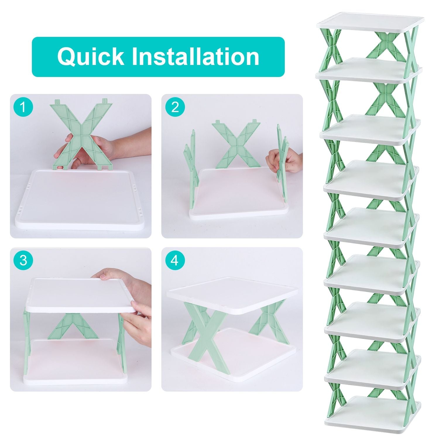9-Tier Narrow Shoe Rack – Vertical Plastic Shoe Organizer, Space-Saving, Free Standing