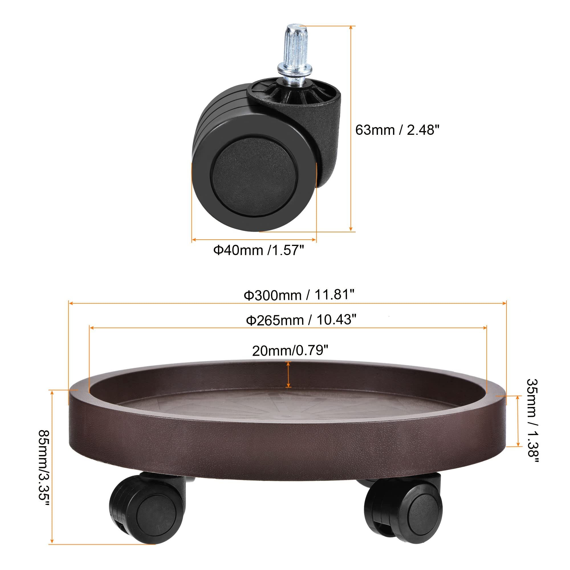 8 Pack Plant Caddy with Wheels – Heavy Duty 12.2" Rolling Plant Stand with Locking Casters | Brown