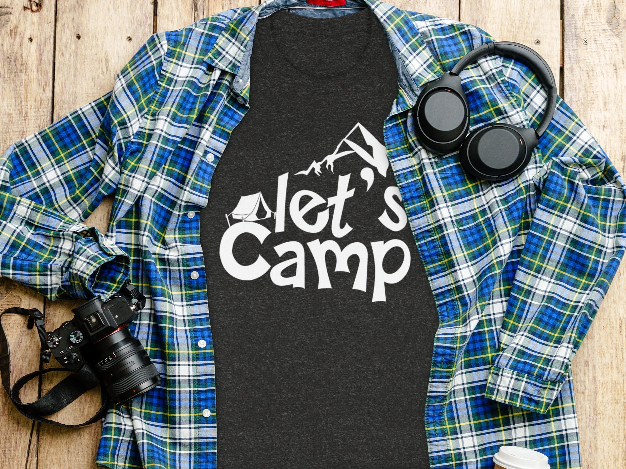 Let's Camp with Tent & Mountain T-Shirt