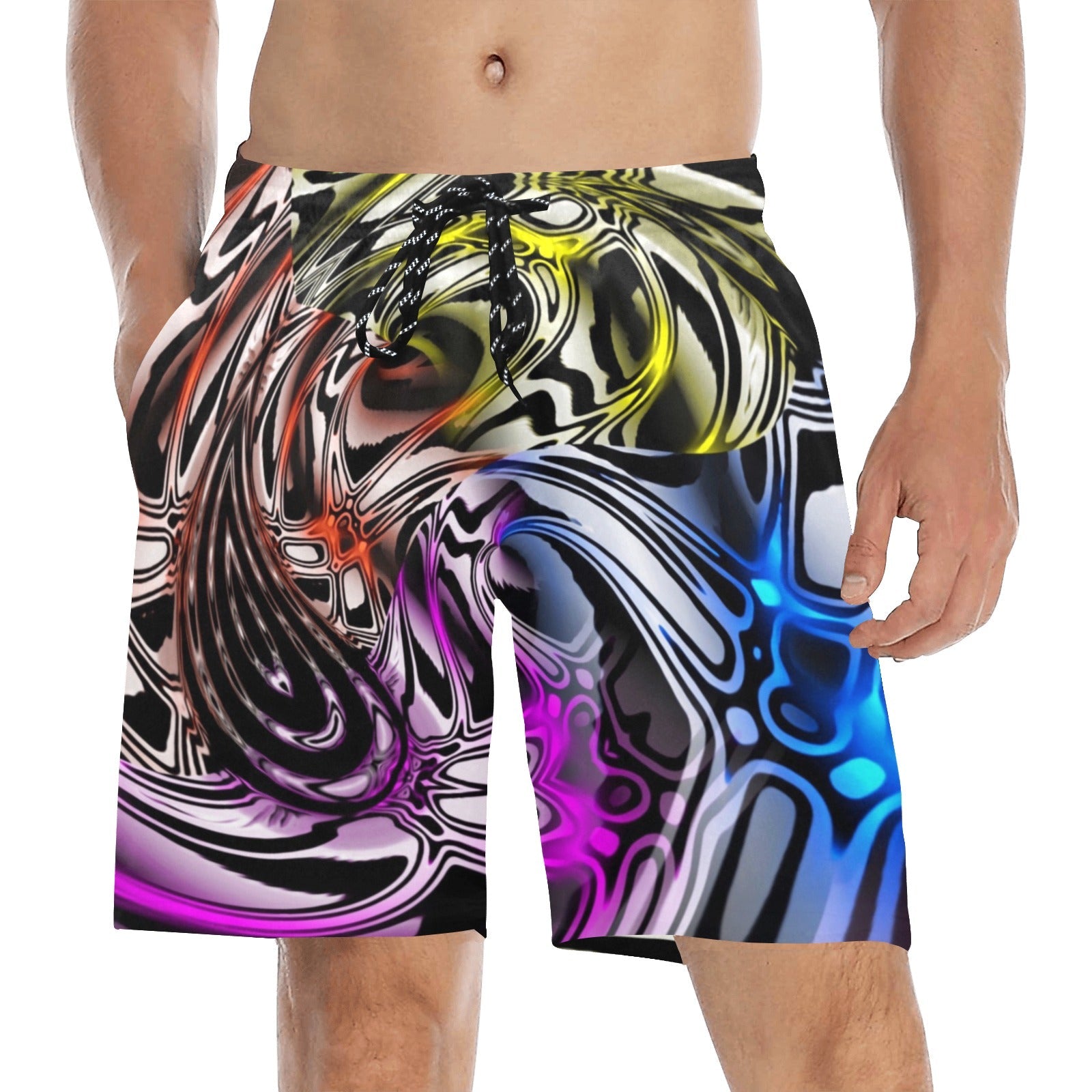 Men's Color Melted Zebra Warp Rave Swim Shorts – Bold Festival Beach Style