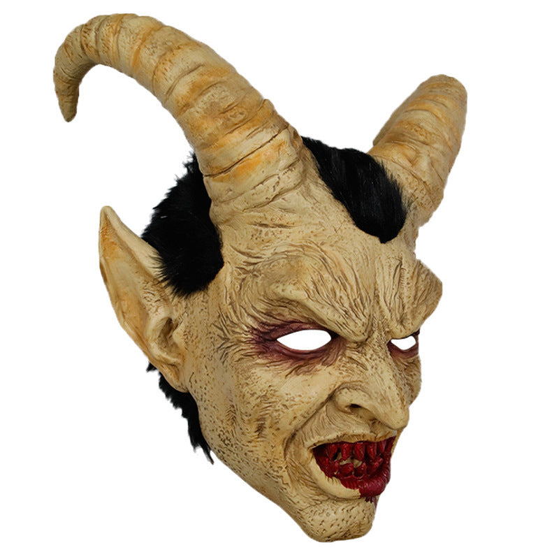 Devil mask with large horns on a white background