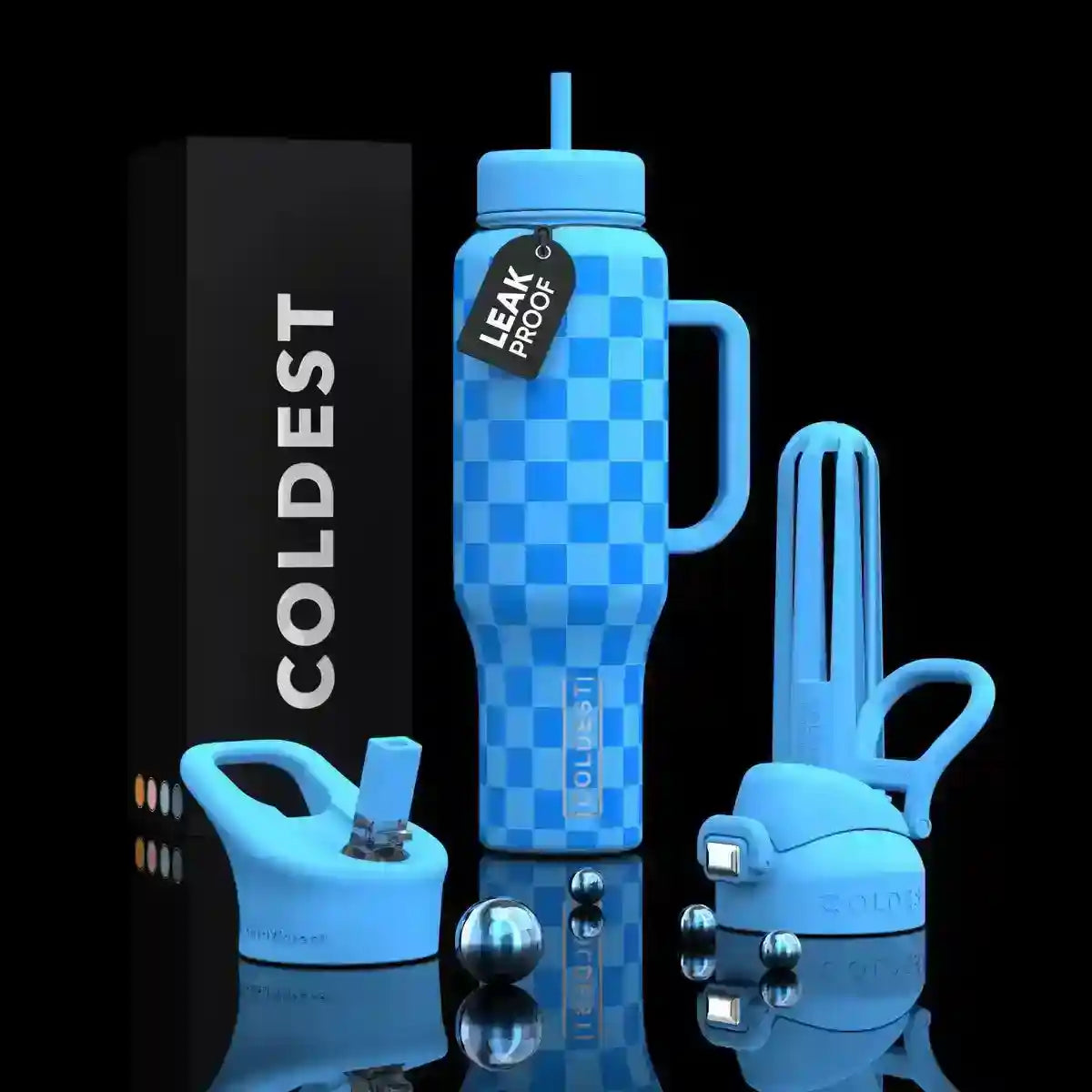 COLDEST 46oz Limitless™ Wasserflasche — 36+ Stunden kalt, 3 Deckel, Becherhalterfreundlich