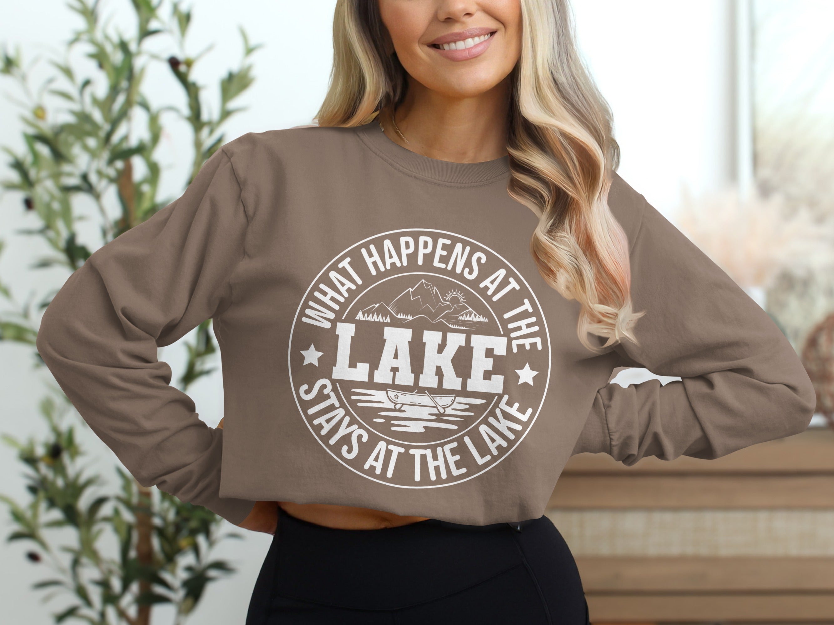 "What Happens At The Lake" Funny Lake Life Long Sleeve T-Shirt