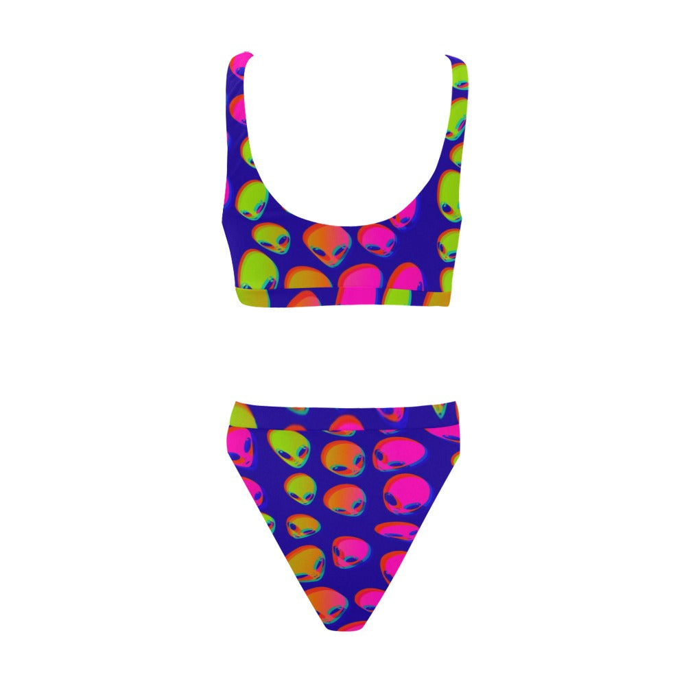 Women's Neon Alien Blast UV Blacklight Reactive Sport Bikini Set – Rave & Pool