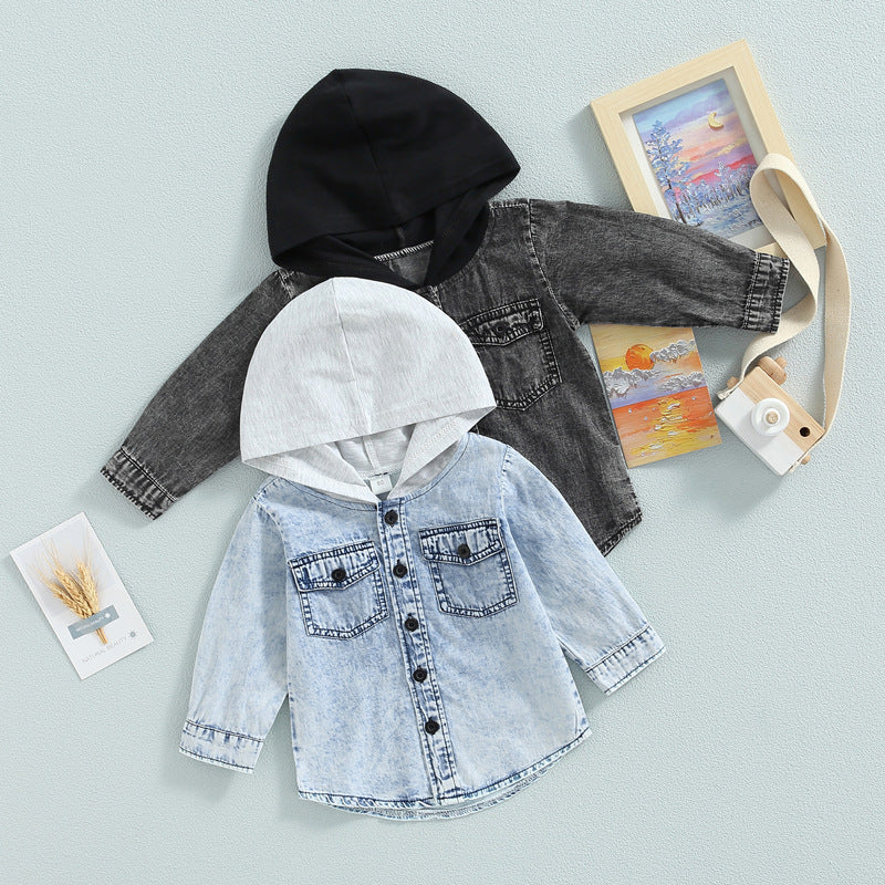 Kids' Denim Hoodie Jacket — Unisex Cowboy Style | Ages 3–8