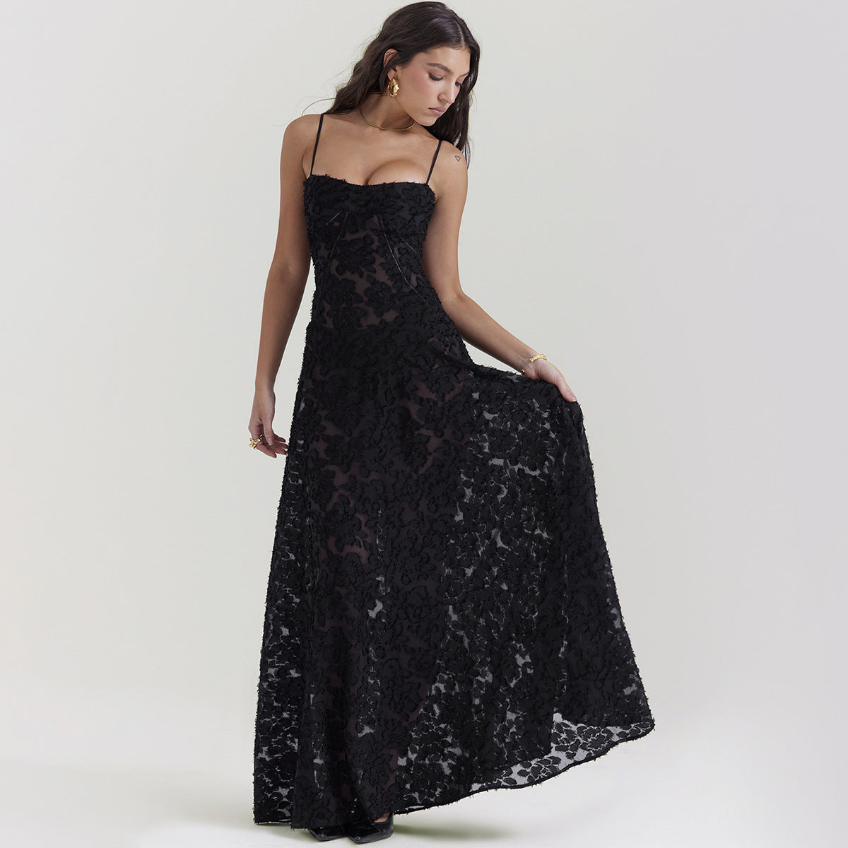 High-Waist A-Line Linen Dress | Elegant Summer Midi Dress for Women