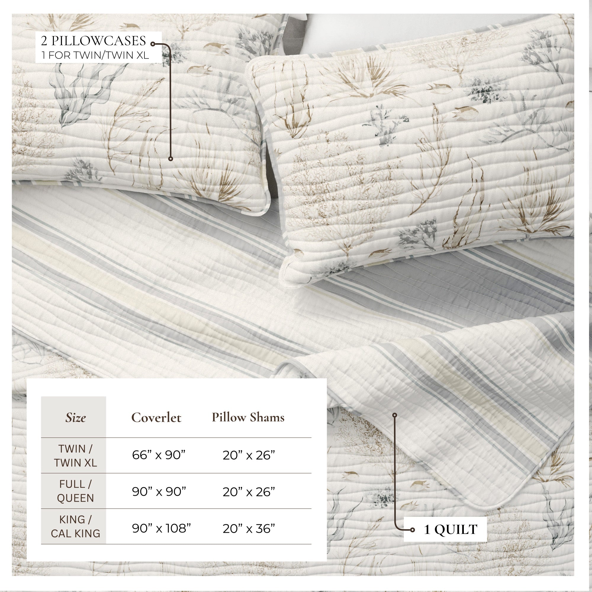 Coastal Elegance Quilt Set — Double-Brushed Microfiber | Refined Seaside Style