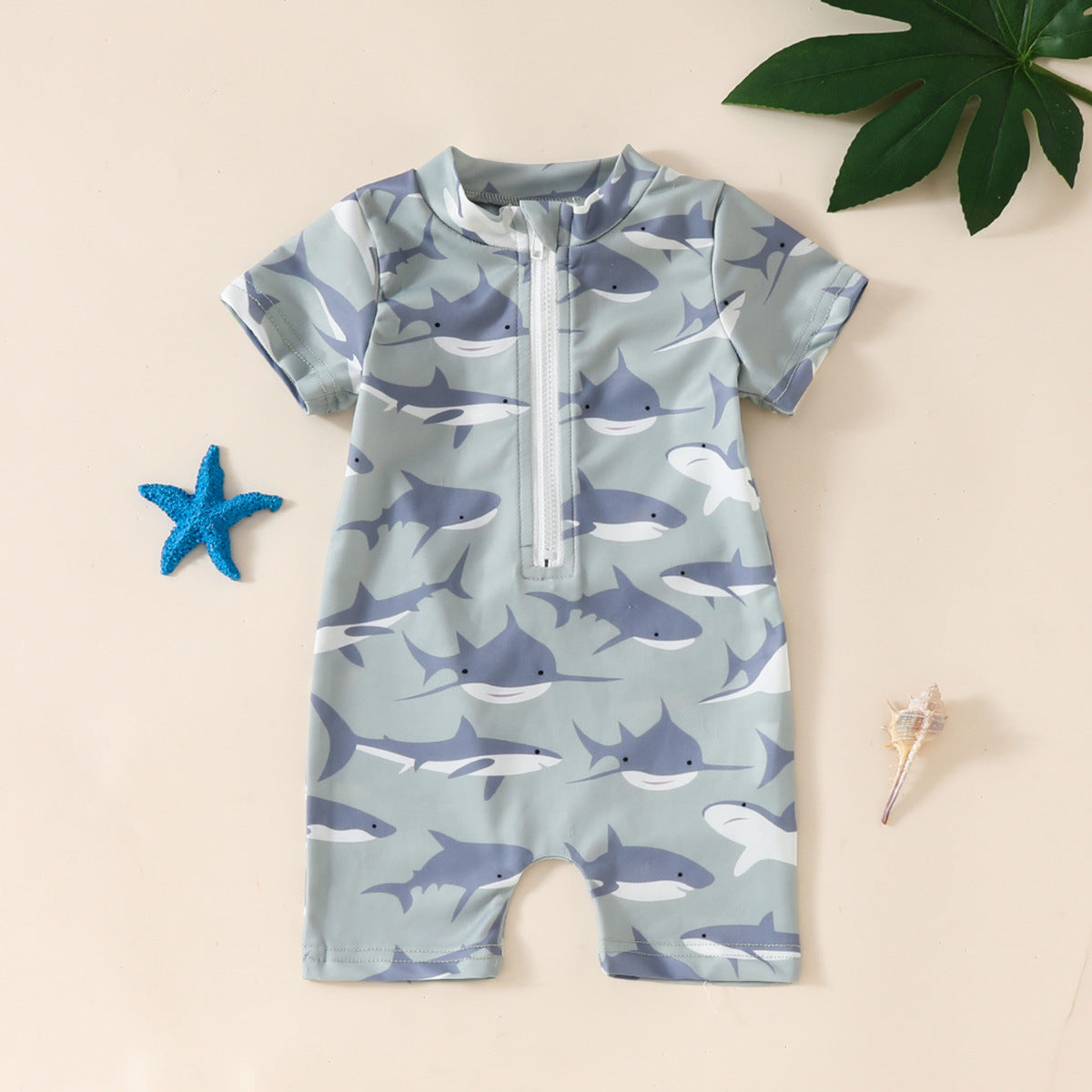 Baby Boys Cartoon One-Piece Swimsuit – Polyester Brief Style