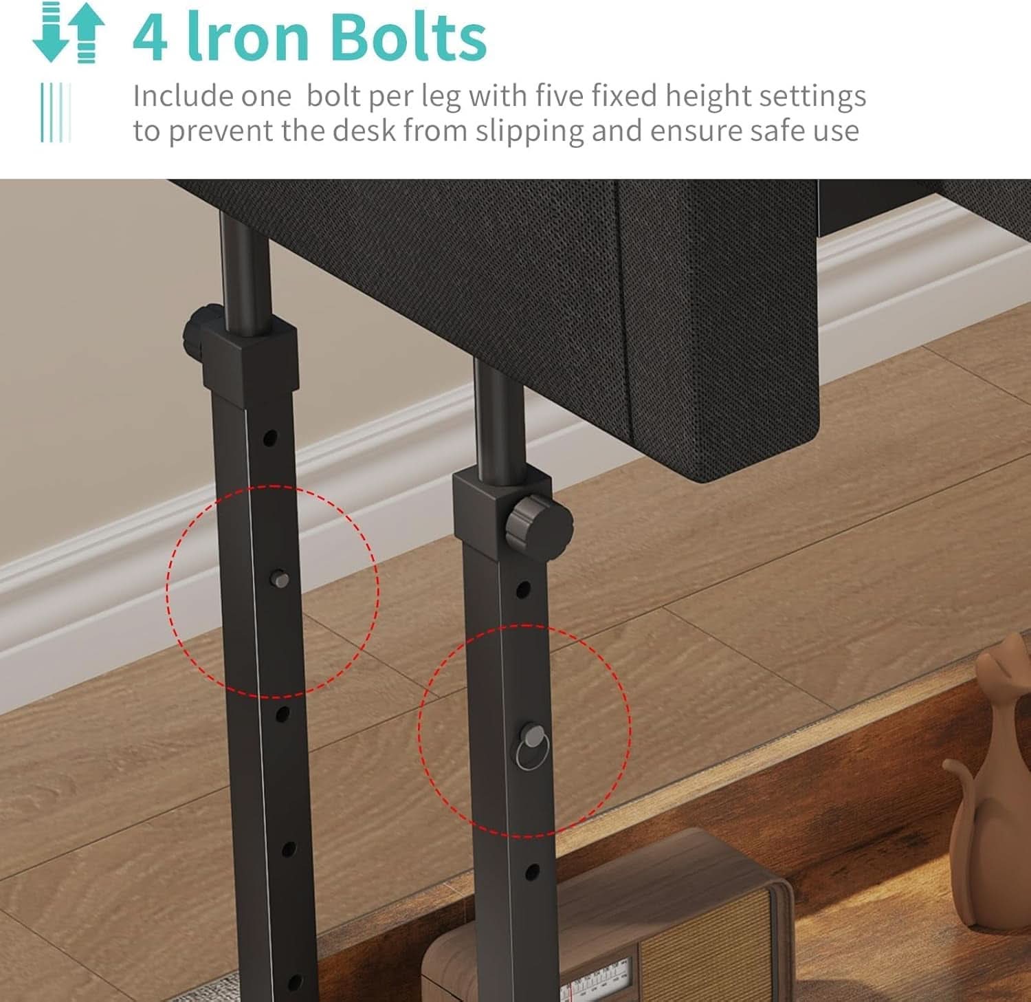 Rolling Height-Adjustable Computer Desk with Drawers – Sit-Stand Mobile Home Office Workstation