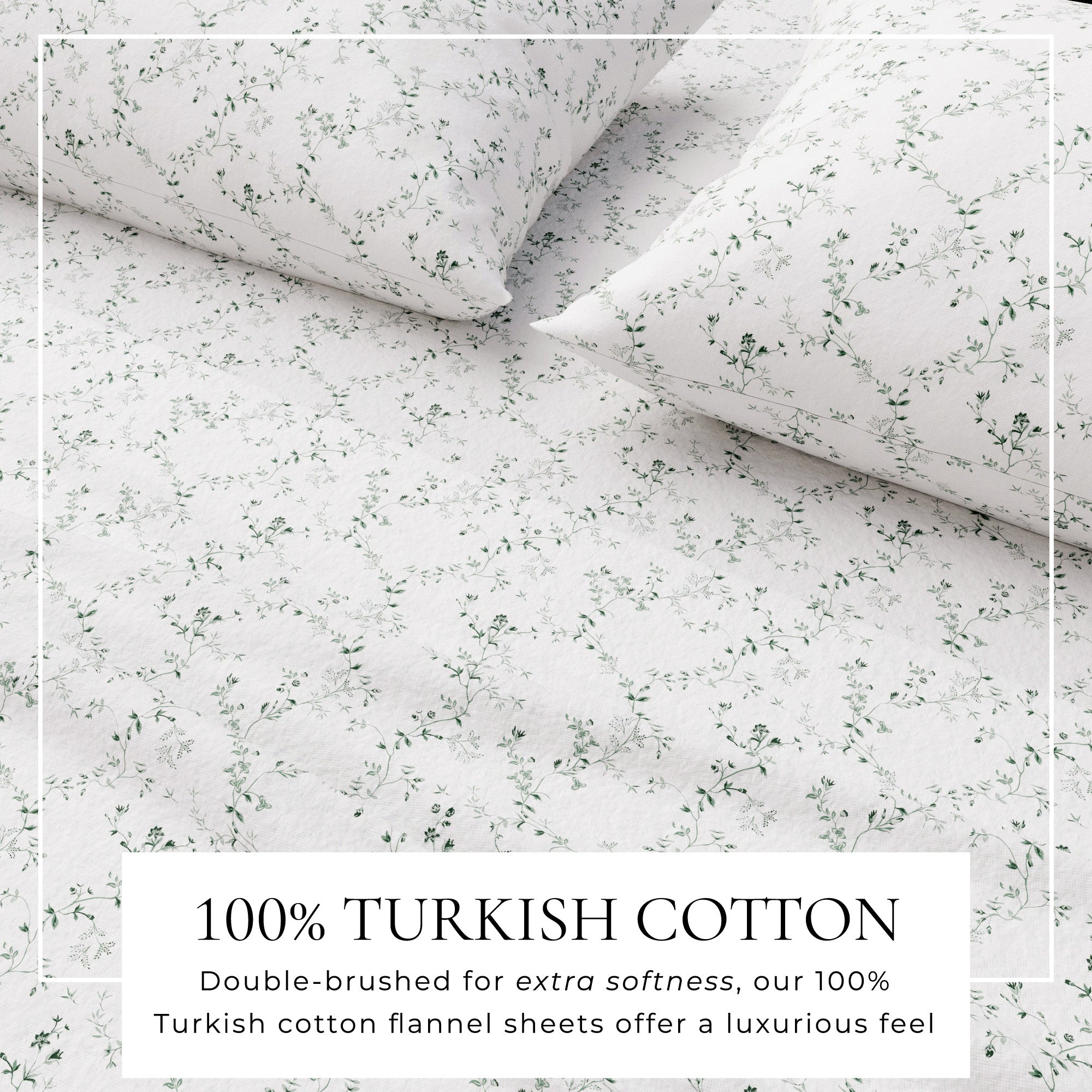 Turkish Cotton Flannel Sheet Set — Double-Brushed, Floral Print | OEKO-TEX® Certified