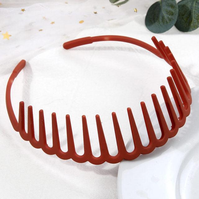 Solid Color Resin Hair Comb Headband for Women – Wave Grip Hairband | 20 Color Options