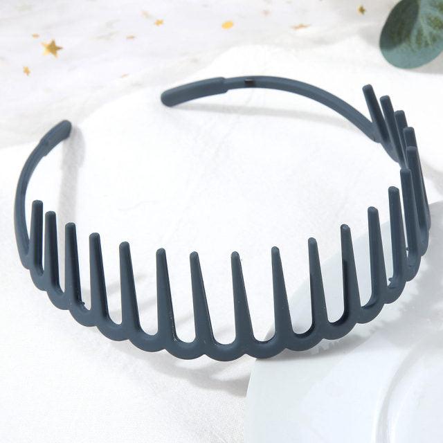 Solid Color Resin Hair Comb Headband for Women – Wave Grip Hairband | 20 Color Options