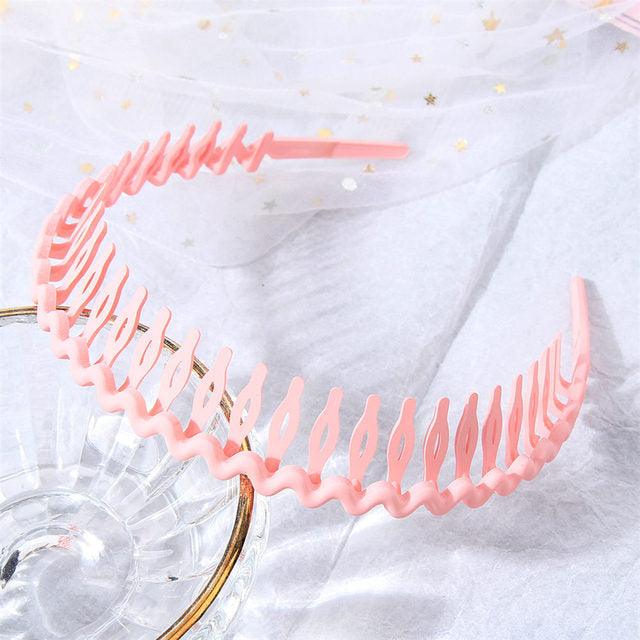 Solid Color Resin Hair Comb Headband for Women – Wave Grip Hairband | 20 Color Options