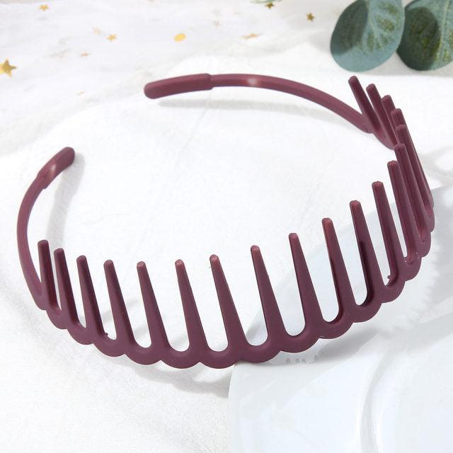 Solid Color Resin Hair Comb Headband for Women – Wave Grip Hairband | 20 Color Options