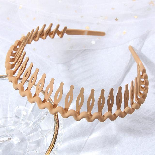 Solid Color Resin Hair Comb Headband for Women – Wave Grip Hairband | 20 Color Options