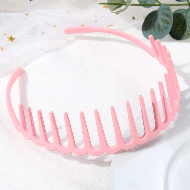 Solid Color Resin Hair Comb Headband for Women – Wave Grip Hairband | 20 Color Options