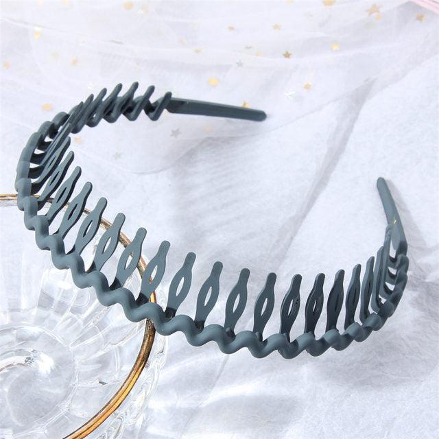 Solid Color Resin Hair Comb Headband for Women – Wave Grip Hairband | 20 Color Options