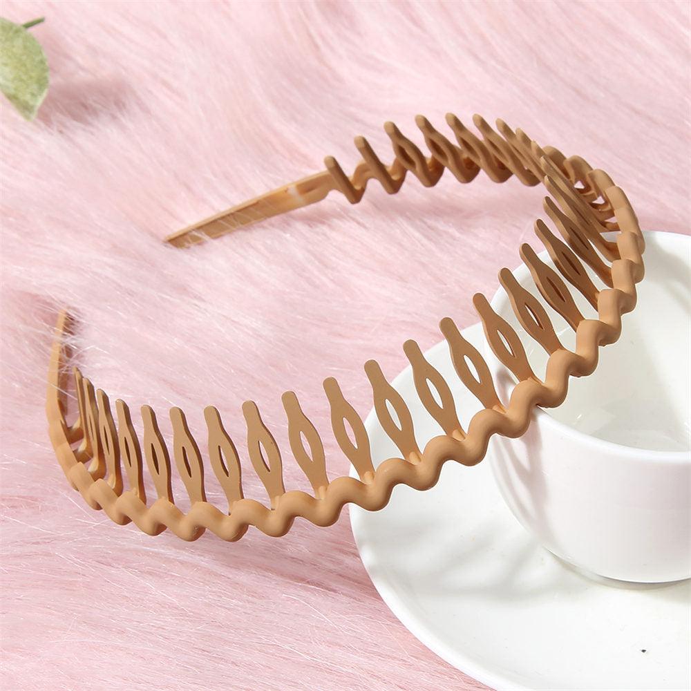 Solid Color Resin Hair Comb Headband for Women – Wave Grip Hairband | 20 Color Options