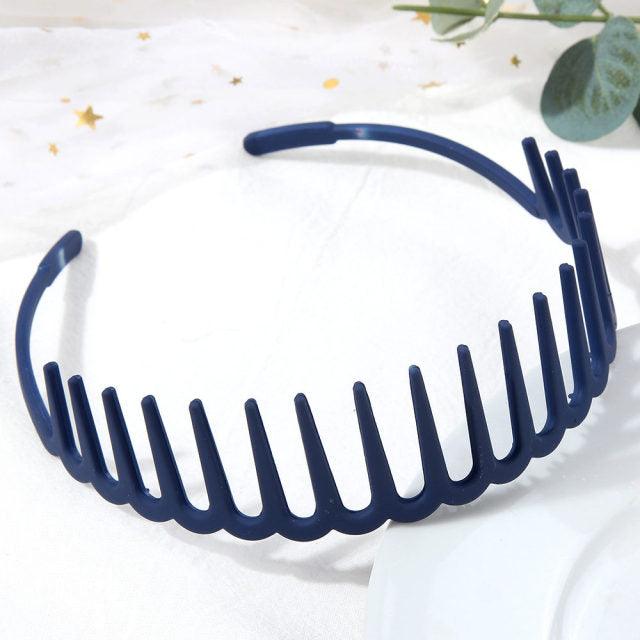 Solid Color Resin Hair Comb Headband for Women – Wave Grip Hairband | 20 Color Options