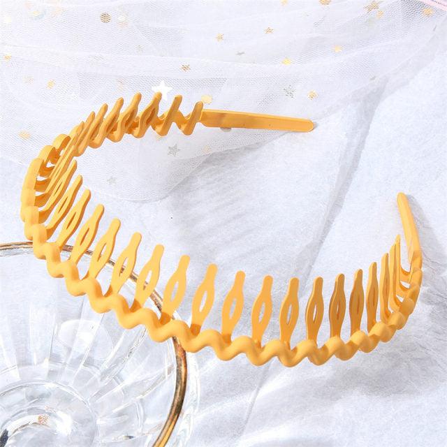 Solid Color Resin Hair Comb Headband for Women – Wave Grip Hairband | 20 Color Options