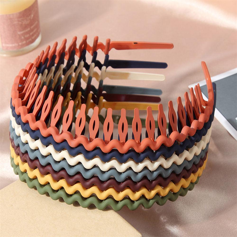 Solid Color Resin Hair Comb Headband for Women – Wave Grip Hairband | 20 Color Options