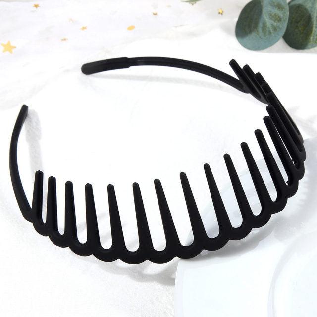Solid Color Resin Hair Comb Headband for Women – Wave Grip Hairband | 20 Color Options