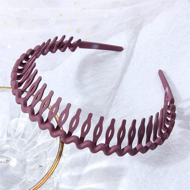 Solid Color Resin Hair Comb Headband for Women – Wave Grip Hairband | 20 Color Options